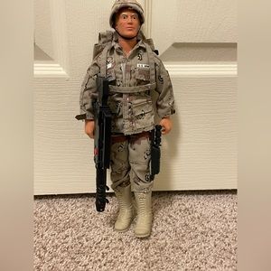 Vtg Hasbro 1992 Gi Joe 12" Duke with Knife Rifle Hand Gun‎ and Scar On Face